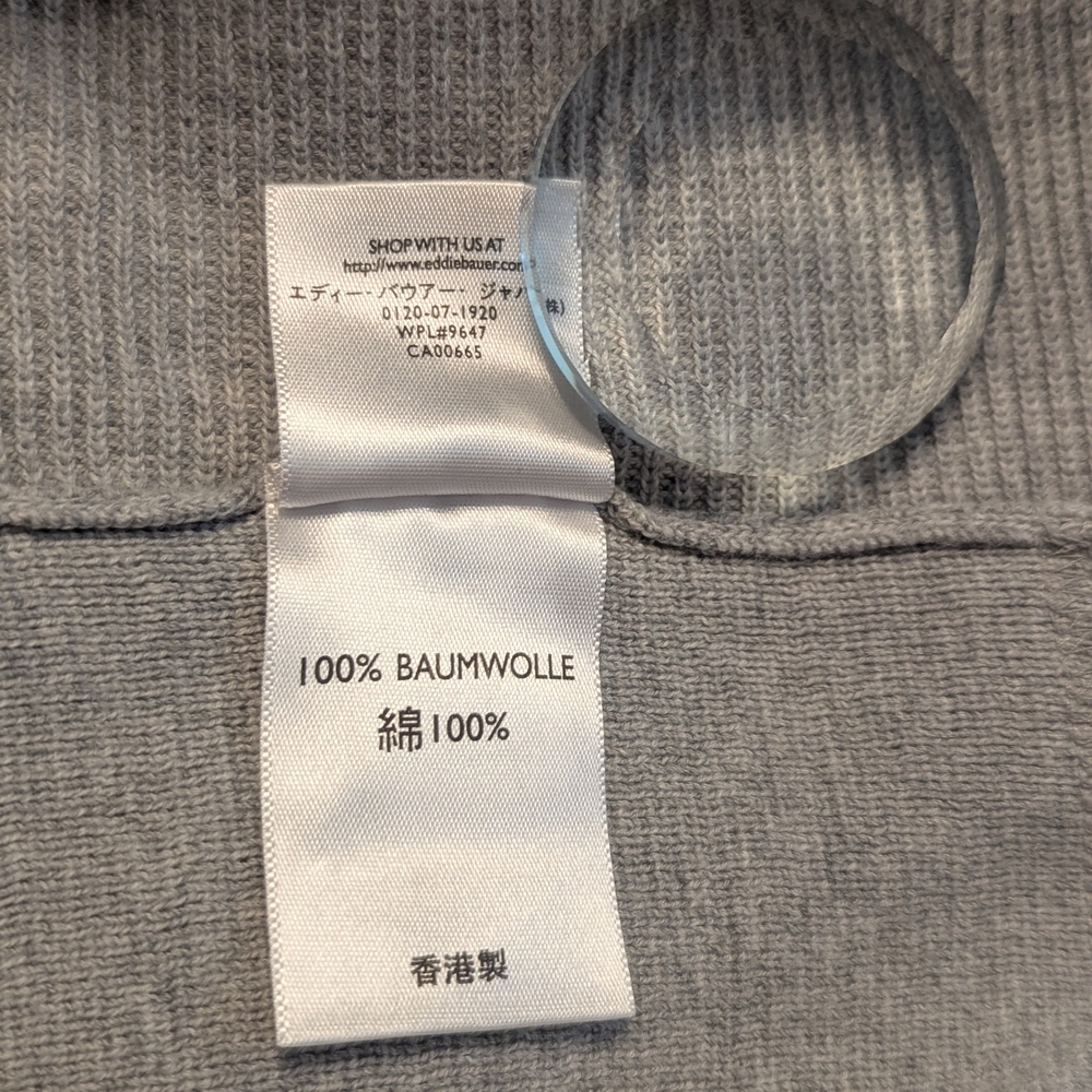 Y2K Eddie Bauer Gray 1/4 Zip Mock Neck LS Gusseted Pullover Sweater Men's XLT - Picture 8 of 10